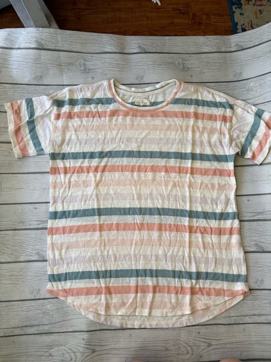 Thread & Supply Tops - Thread & Supply Women's Short-Sleeve Striped Tee in White, Coral & Teal